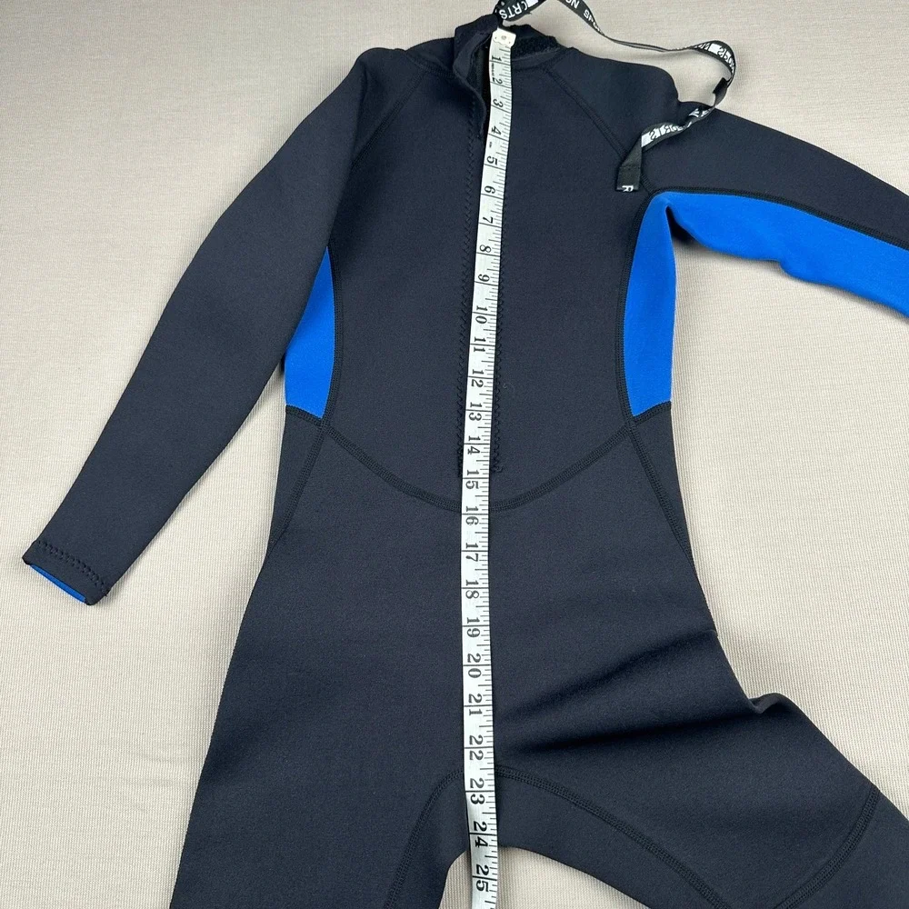 Realon Boys Wetsuit Full Body Neoprene Black Blue Size Medium Swimming Surfing